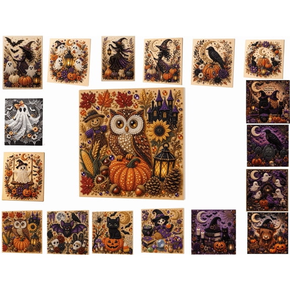 Halloween Diamond Art Kits Spooky Cute 3d Diamond Crafts Halloween Pearl Art Kit Themed Diamond Painting Create a Cozy Festive Atmosphere for Adults & Kids