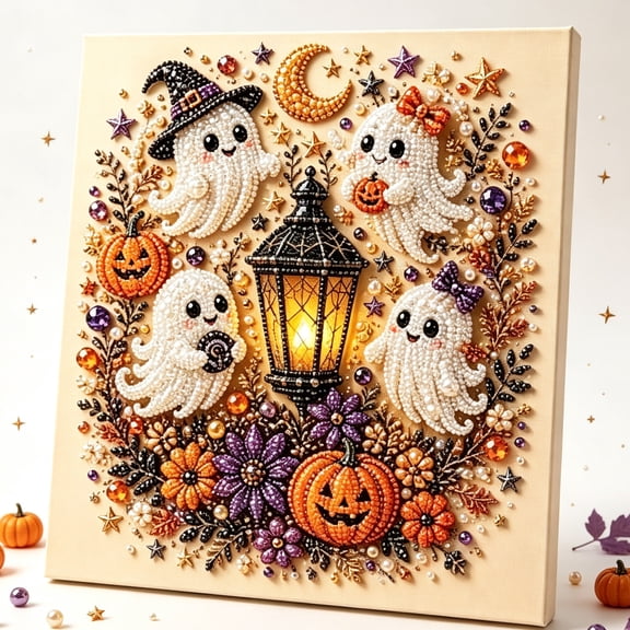 Halloween Diamond Art Kits for Adults, 3D Pearl Mosaic Crafts – Beginner-Friendly DIY Fall Home Decor, Great for Holiday Gifting
