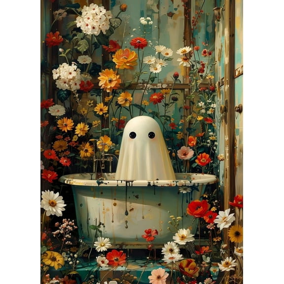 Halloween Diamond Art Painting Kits for Adults, Ghost Full Drill Diamond Dots Paintings for Beginners, Round 5D Paint with Diamonds Pictures Gem Art Painting Kits DIY Crafts Kits 12x16inch