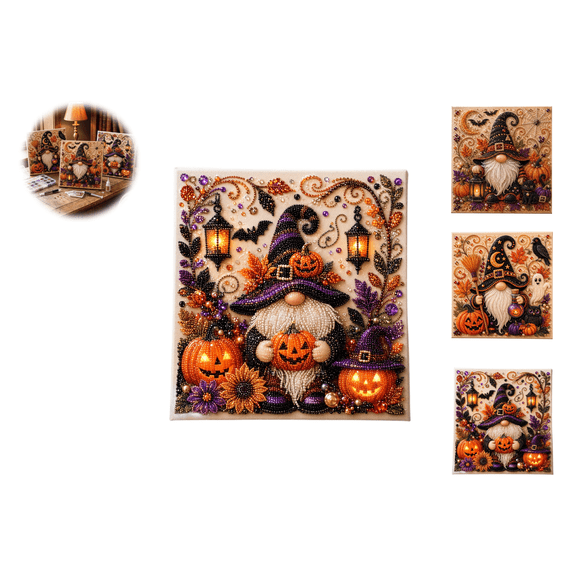 Halloween Diamond Art Pearl Kit, Halloween Gnome Pearl Art DIY Kit, Spooky Cute 3D Diamond Crafts for Adults, DIY Fall Home Decor Wall Art, Beginner DIY Seasonal Party Gift(Fall Harvest Gnome)