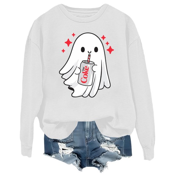 Halloween Diet Coke Ghost Sweatshirt, Coke Ghost Shirt Funny Skeleton Shirts Coke Tops