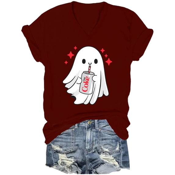 Halloween Diet Coke Ghost V Neck Shirt, Coke Ghost T-Shirt Funny Skeleton Tshirt Coke Tee