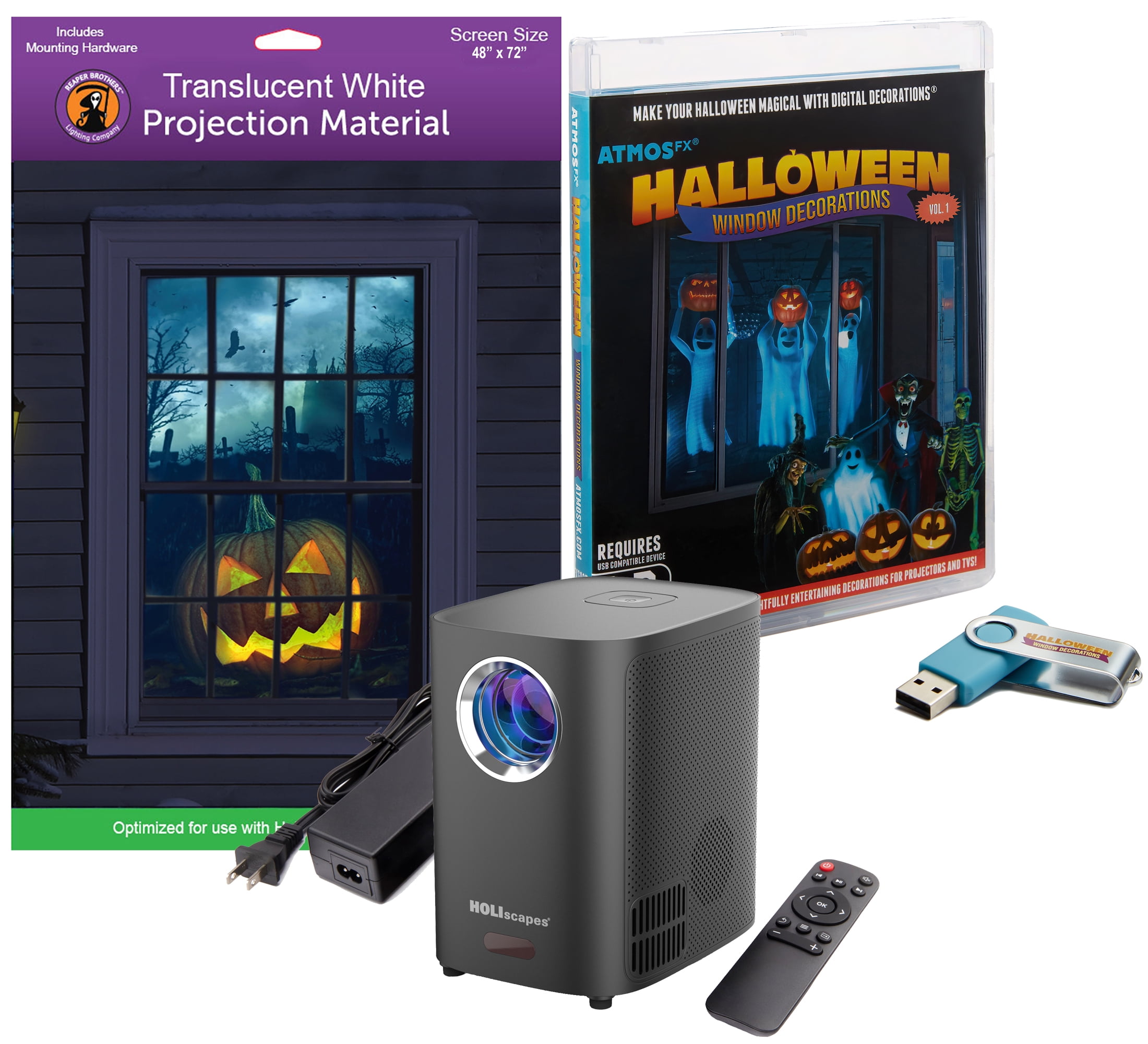 White 1280 x 720 LCD Portable Halloween Projection Kit