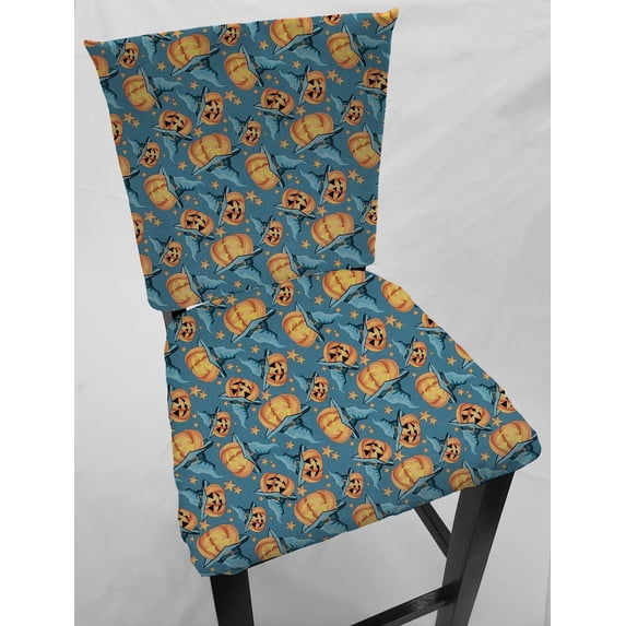 Halloween Dining Room Chair Back Covers or Seat Covers by Penny's Needful Things (Both Chair Back & Seat Cover) (19 W x 16 H CHAIR BACK) (Jack-O-Lanterns)