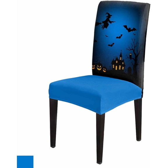 Halloween Dining Room Chair Covers Set of 4, Horror Pumpkin Bat Grimace Witch Stretch Chair Slipcovers Removable Washable Seat Cover Chair Protectors for Kitchen Home, Hotel Banquet