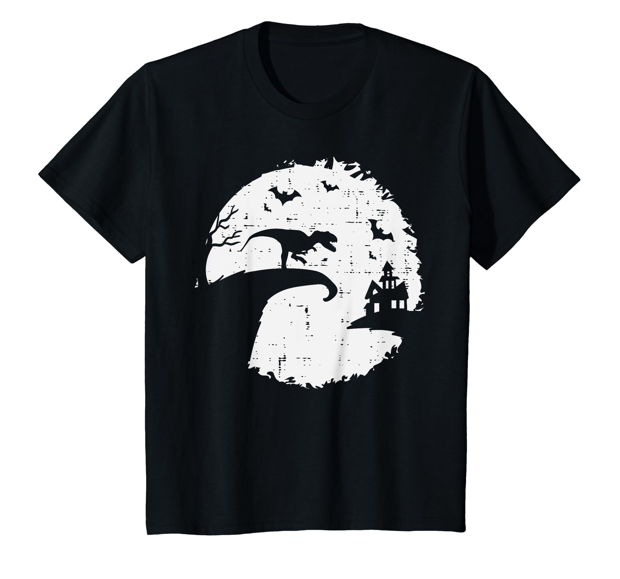Halloween Dino Haunted House Moon Trex Costume Men Boys T-Shirt