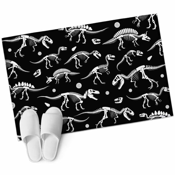Halloween Dinosaur Black Area Rugs Collection 2'x3', Funny Dino Skull Boys Girls Children Non Slip Indoor Rectangle Throw Runner Rug Floor Mat Carpet for Living Room Dining Table Bedroom Nursery