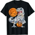 thumbnail image 1 of Halloween Dinosaur T rex Mummy Pumpkin Unisex T-Shirt for Men Women Kids, 1 of 5