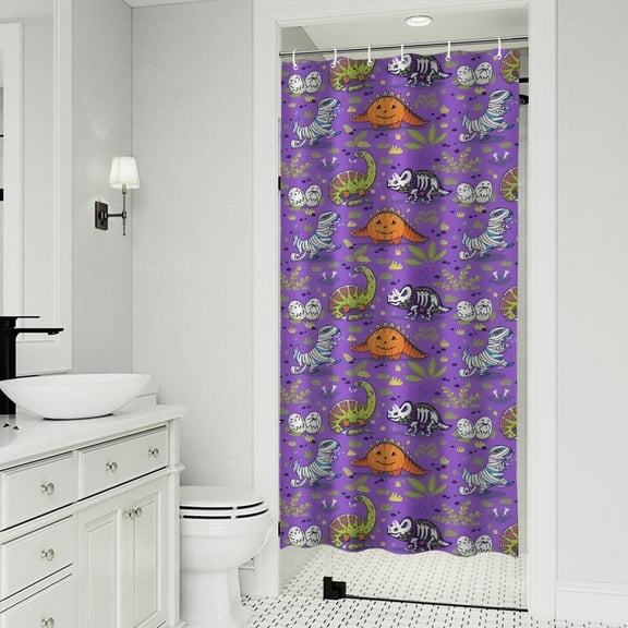 Halloween Dinosaur Themed Pattern Shower Curtain 36"x72" ,Bathroom Decorative Shower Curtains Set with 12 Hooks,Modern Waterproof Washable Shower Curtain