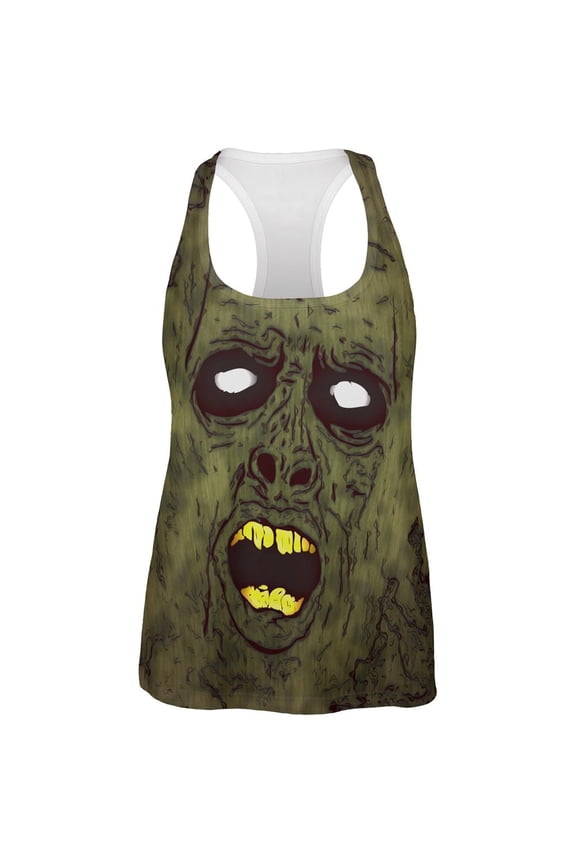 Halloween Dirty Ugly Zombie Face All Over Womens Work Out Tank Top Multi MD