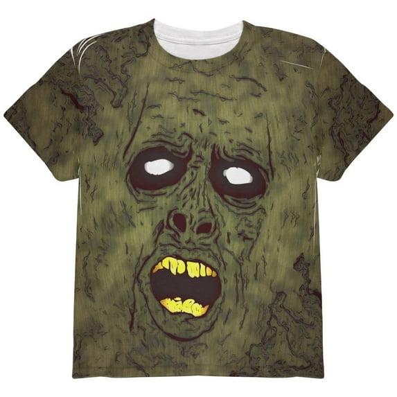 Halloween Dirty Ugly Zombie Face All Over Youth T Shirt Multi YLG