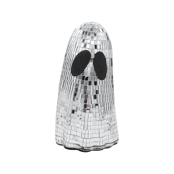 Halloween Disco Ghost Decor Silver Mirror Disco Ball Table Decoration Glitter Spooky Ghost Sign Tiered Tray Centerpiece Party Gift