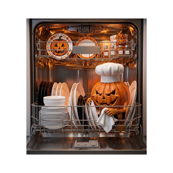 Halloween Dishwasher Cover with Witch Apothecary Illusion, Realistic Panel for Kitchen Appliances, Instantly Hides Scratches and Dents