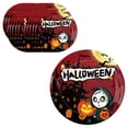 thumbnail image 1 of 10 Pack Halloween Disposable Paper Plates, Spooky Castle Ghost Pumpkin Pattern Tableware Set for Halloween Dinner Party Favors, 1 of 6