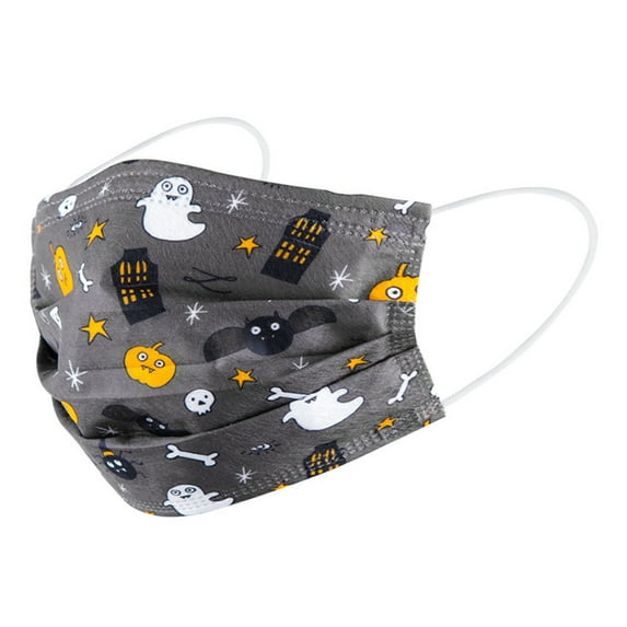 Halloween Disposable Printed Face Cover, Daily Use 3-Ply with Nose Wire Halloween Atmosphere Decoration Party Decoration