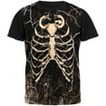 thumbnail image 1 of Halloween Distressed Cracked Skeleton Rib Cage Costume All Over Mens Black Back T Shirt, 1 of 1
