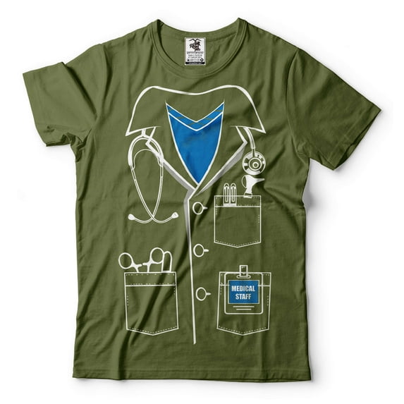 Halloween Doctor Costume Halloween Costume Funny Doctor Shirt Doctor Costumes Halloween Party Shirt (Large Military Green)