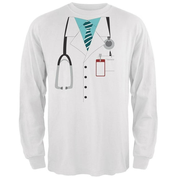 Halloween Doctor Costume Mens Long Sleeve T Shirt White LG