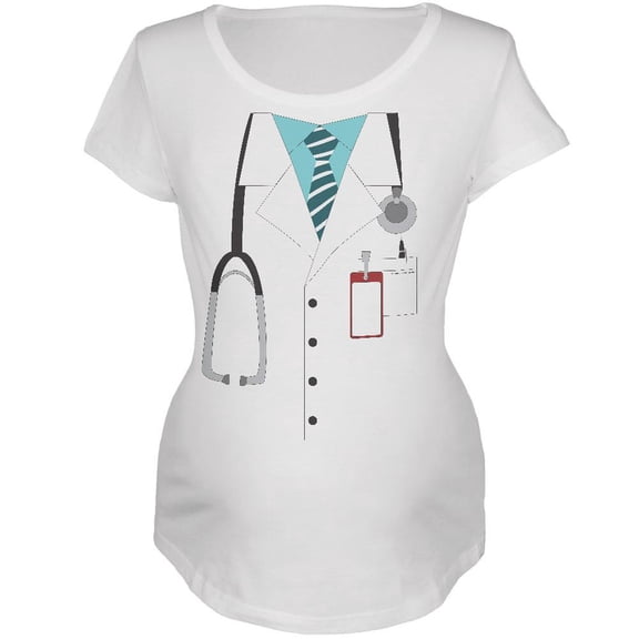 Halloween Doctor Costume White Maternity Soft T-Shirt - Small