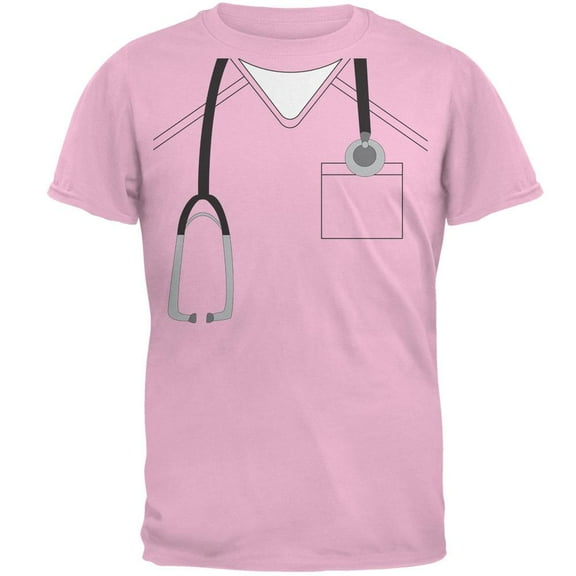 Halloween Doctor Scrubs Costume Light Pink Adult T-Shirt - 2X-Large