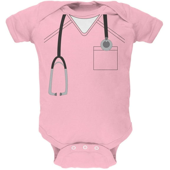 Halloween Doctor Scrubs Costume Light Pink Soft Baby One Piece - 12-18 months