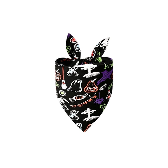 Halloween Dog Bandana, Premium Durable Triangle Reversible Dog Scarf, Adjustable Puppy Bandana Bib Handkerchief for Girl or Boy Large&Medium