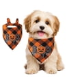 thumbnail image 1 of Halloween Dog Bandana, Reflective Plaid Pumpkin Ghost Scarf for Holiday Pet and Party Decor, 1 of 6