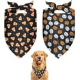 thumbnail image 1 of Halloween Dog Bandanas 2 Pack,Black Pumpkin Skull Candy Corn Dots Reversible Adjustable Triangle Pet Scarves for Boy and Girl,Holiday Witchy Dog Bandana for Small Medium Large Dogs(Large), 1 of 5