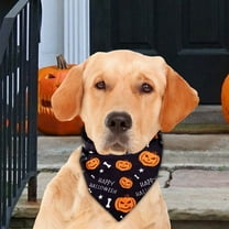 Halloween Dog Bandanas, 24.5*16.9" Cute Pumpkin Dog Witch Hat Bone Pattern Triangle Reversible Pet Scarves, Premium Fabric, Pumpkin Bandana for All Boys Girls Dogs