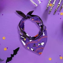 Halloween Dog Bandanas, Reversible Triangle Dog Scarf with Pumpkin, Washable Pet Neckerchief Dog Bibs, Fall Puppy Bandanas Bib Handkerchief for Halloween Decorations(Purple)
