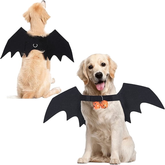 Halloween Dog Bat Wings Pet Costume for Halloween Party Decorations, Cute Puppy Dog and Cat Collar Bat Wings with Pumpkin Bells Cosplay Party (X-Large)