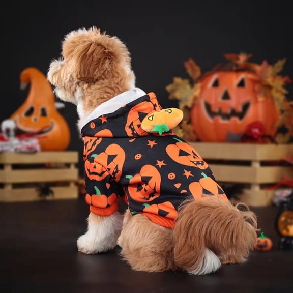 Halloween Dog Button Down Shirt, 2 Styles Pumpkin Skull Print Soft Cotton Pet Short Sleeve Clothes, 6 Sizes XS-XXL Holiday Puppy Costume for Small Medium Dogs