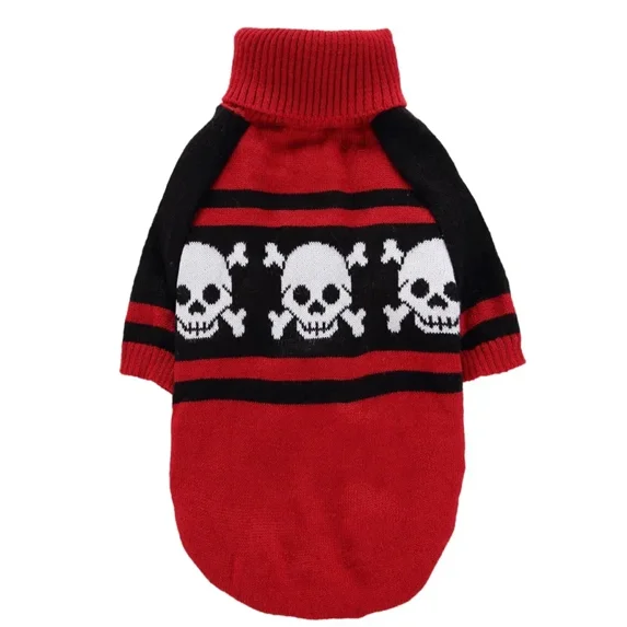 Halloween Dog Clothes XXS Doggy Puppy Cat Clothing Pet Winter Coat Small Dog Sweater Yorkshire Pomeranian Poodle Corgi Costume (Red,XXS)