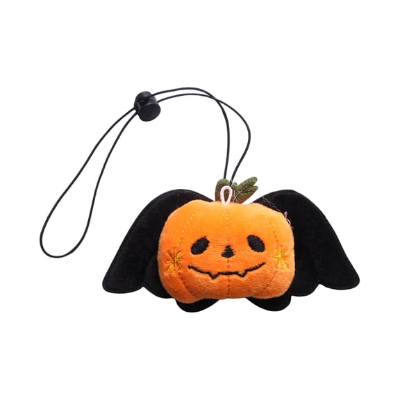 Halloween Dog Collar Accessory, Hanging Halloween Decor, Cute Halloween Decorations, Spooky Halloween Decor, Plush Pumpkin Bat Pendant 6X3 In, Easily Fastens to Halloween Cat
