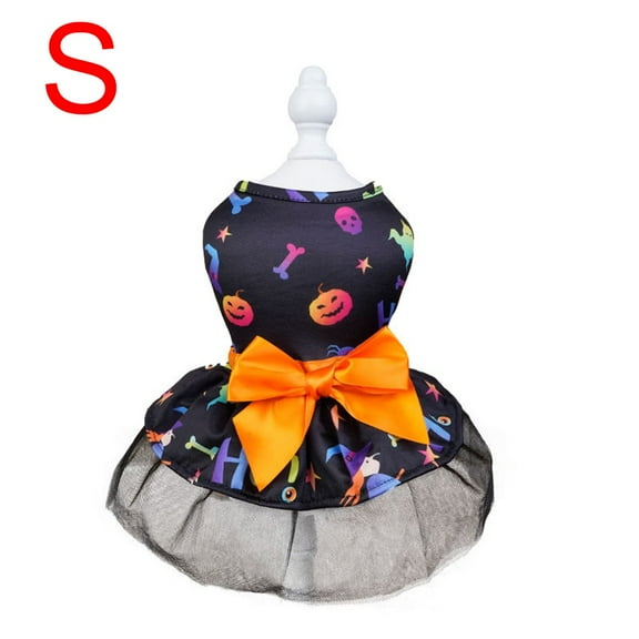 Halloween Dog Costume for Puppy Dress Doggie Party with Bowknot Pumkin Bat Shirt