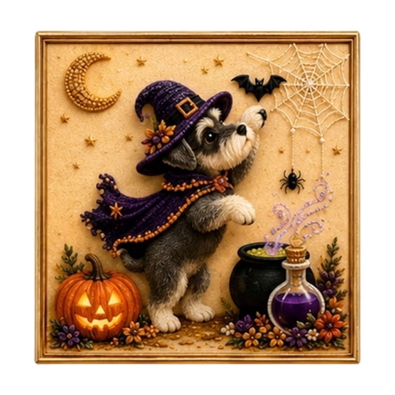 Halloween Dog Diamond Painting Kit, 2026 5D Crystal Gem Art Craft Set with Sparkling Resin Diamonds for Creative Holiday Gift
