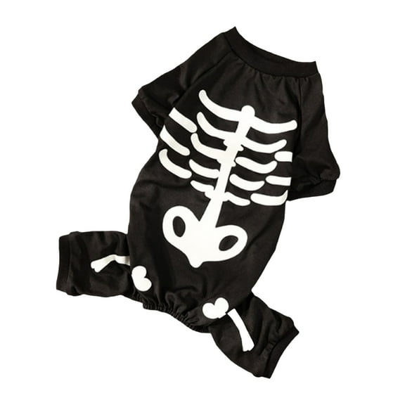 Halloween Dog For Small Dog Glow In The Dark Skeleton Pet Jumpsuit Puppy Pajamas Breathable Stretchy Halloween Holiday Party Apparel Black