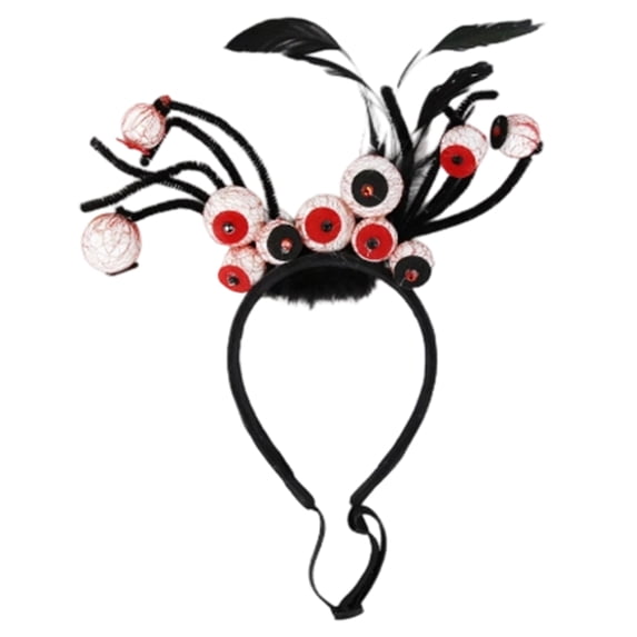 Halloween Dog Headband, Adjustable Pet Costume Head ,Bopper Eyeball Ghost Pumpkin Bat Cat Devil Horn Party Headwear, for Small Medium Dogs Puppy Halloween Cosplay Photo Prop Decor,J