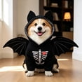 thumbnail image 1 of Halloween Dog Hoodie With Bat Skeleton Print, Pet Costume With Ears, Dog Dress Up For Party And Photos,Black - M, 1 of 3