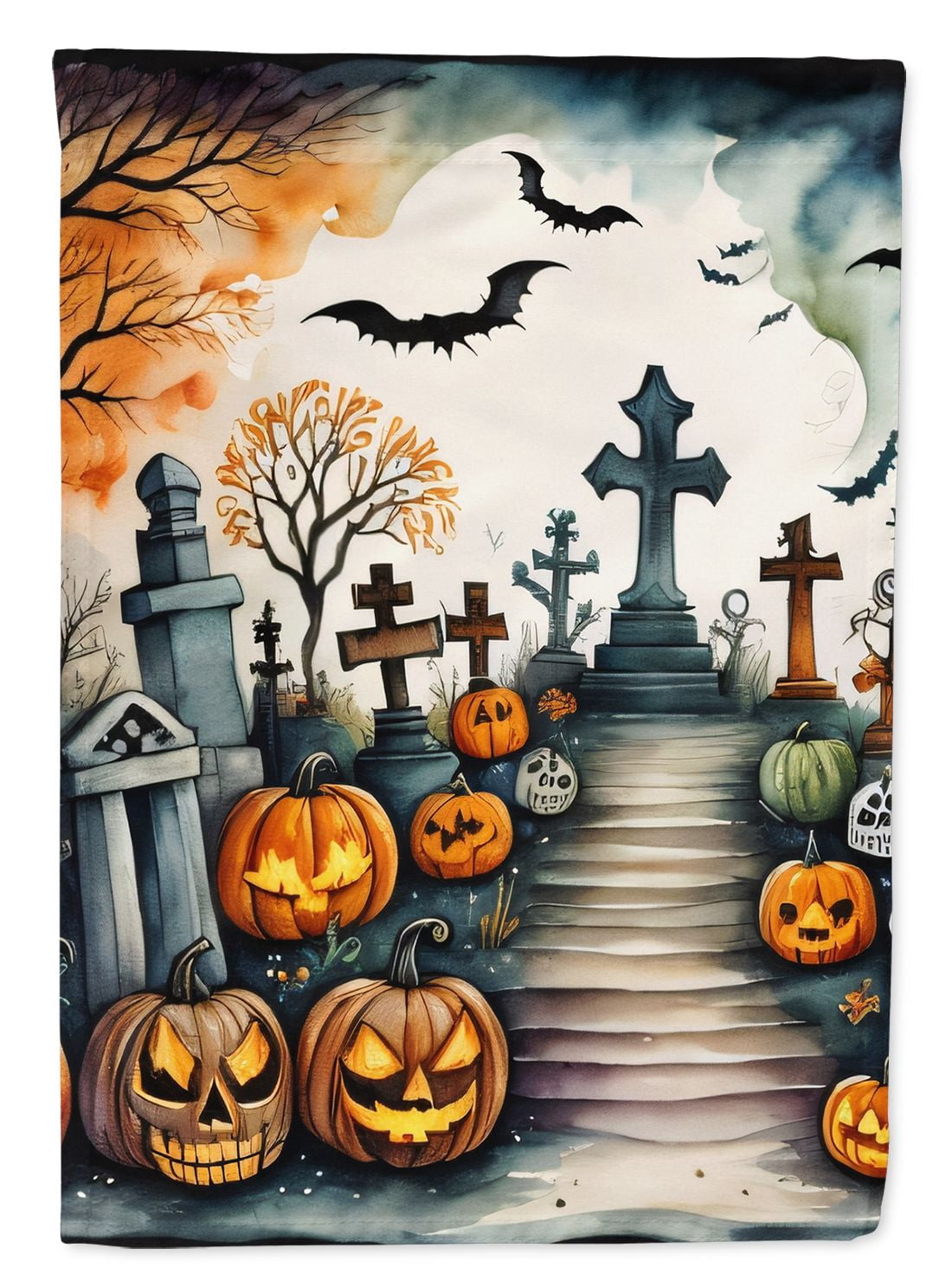 Halloween Dog House Flag 28x40IN Double-Sided Polyester Decorative Sleeve Pole Flag for Outdoor Home Garden Patio