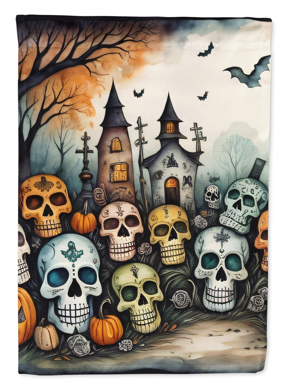 Halloween Dog House Flag 28x40IN Double-Sided Polyester Decorative Sleeve Pole Flag for Outdoor Home Garden Patio
