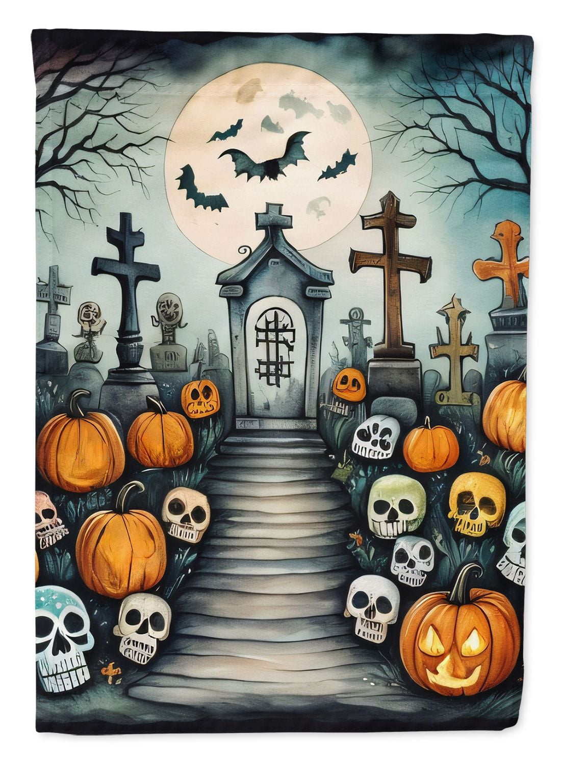 Halloween Dog House Flag 28x40IN Double-Sided Polyester Decorative Sleeve Pole Flag for Outdoor Home Garden Patio