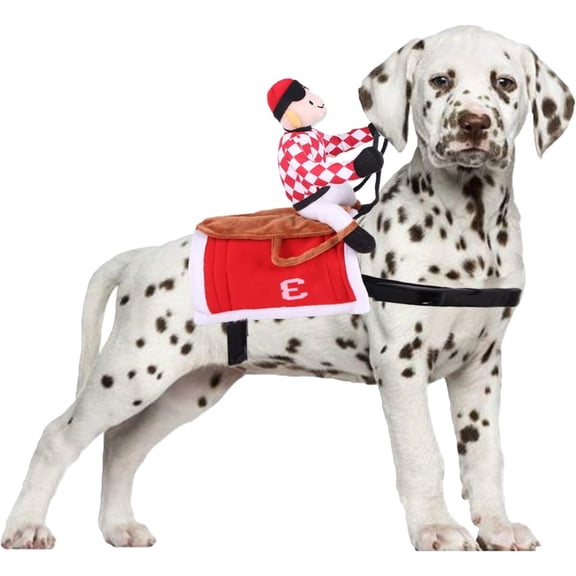 Halloween Dog Jockey Pet Horse Race Costume Cat Funny Clothes for Halloween Party Cosplay Taking Photo