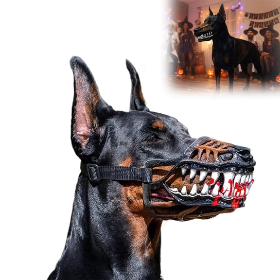 Halloween Dog Muzzle Costume, Monster Dog Mask with Scary Teeth Design, Funny Pet Costume Accessory for Small Medium Large Dogs, Adjustable Strap for Halloween Party Photos (L, 1PC)