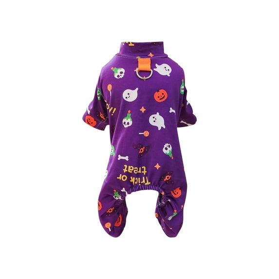 Halloween Dog Pajamas Funny Ghost Soft Stretchy Doggy Clothes Onesie Outfit for Small Medium Dogs Boy Girl Pet Apparel Lightweight Cozy Pjs for Halloween Party
