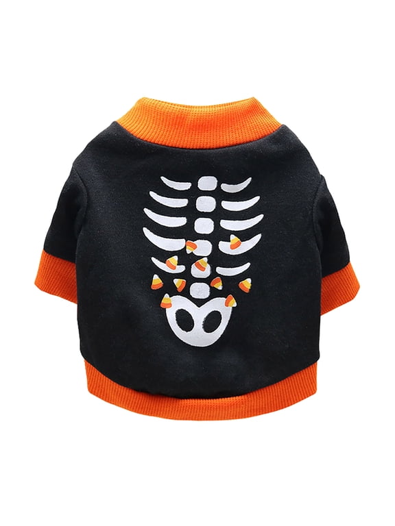 Halloween Dog Shirt & Clothes,Pumpkin Ghosts Skeletons Pet Costume,Funny Scary Dog Apparel,Party Cosplay Supplies For Pet Dog & Cat Multi-Color Outfits