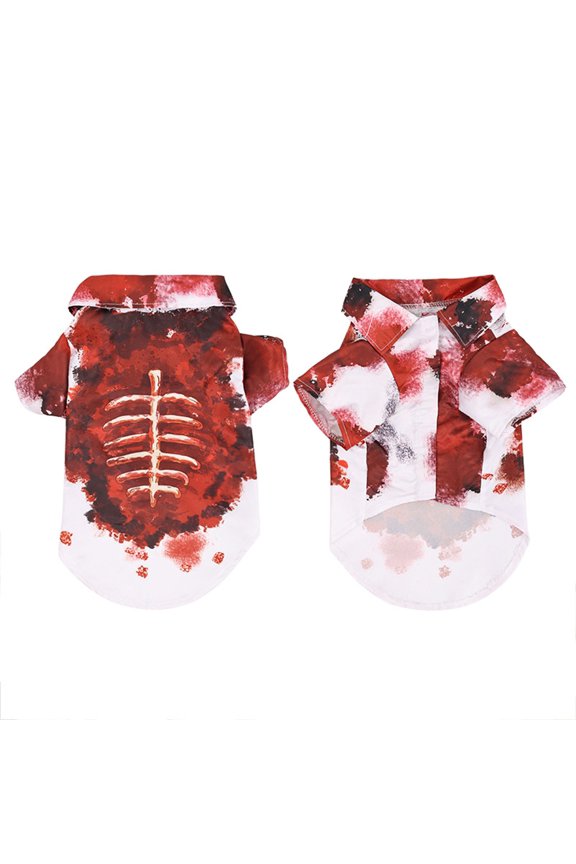 Halloween Dog Shirt Costume, Pet Skeleton Print Shirt, Funny Bloody Bone Pattern, Soft Cotton, for Small to Medium Dogs