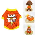 thumbnail image 1 of Halloween Dog Shirts, Funny Zombie Lick Or Treat Mummy Print Pet T-Shirts, Soft Cotton Stretchy Puppy Cat Costumes For Small Medium Dogs Party Halloween Party, 1 of 6
