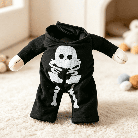 Halloween Dog Skeleton Costume, Hooded Jumpsuit Pet Clothes, Funny Skull Bone Print Puppy Outfit for Small Pets, XL