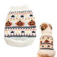 thumbnail image 1 of Halloween Dog Sweater Autumn Winter Stylish Cute Pumpkin Striped Pet Knit Vest for Party Daily Wear, 1 of 9